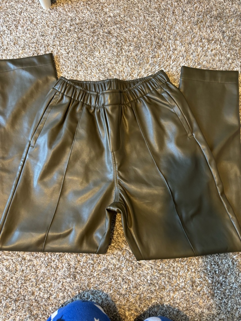 Thread & Supply Olive Faux Leather Jogger Pants